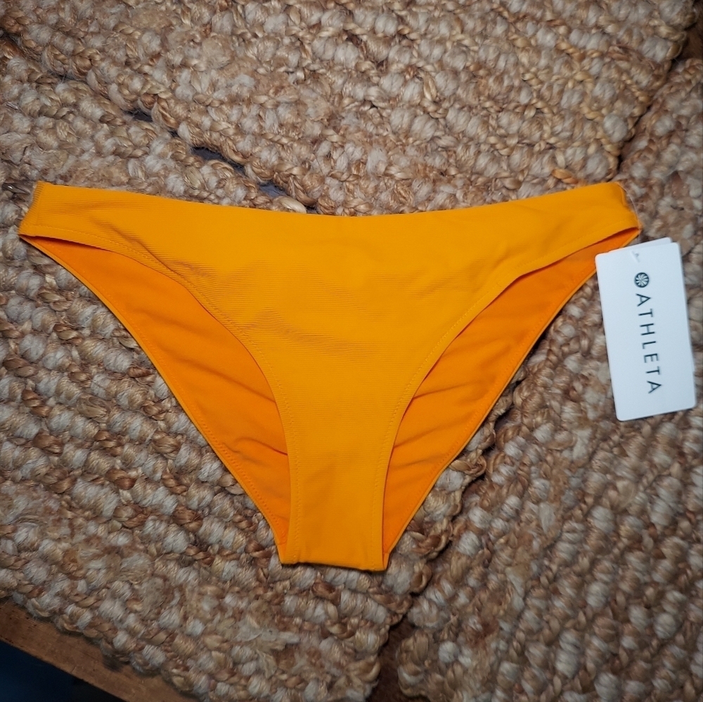 NWT Athleta Cloudbreak Rib Low Rise Vibrant Orange Bikini Bottom